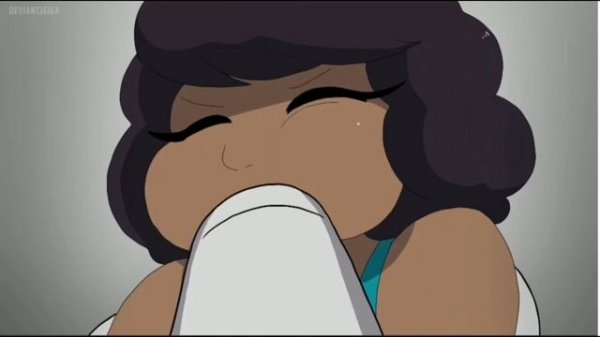 The girl cat is getting fat from cream