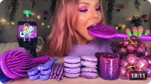 ASMR съедобные ложки, рюмка, щетка для волос, тангулу, макароны, моти. Самые популярные блюда для AS