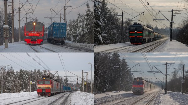 Морозный день и грузовые поезда на 165 км.