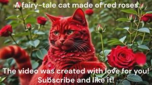 Кот созданный из красных роз