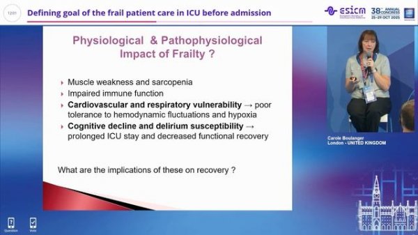 Interactive session - Defining goal of the frail patient care in ICU before admission