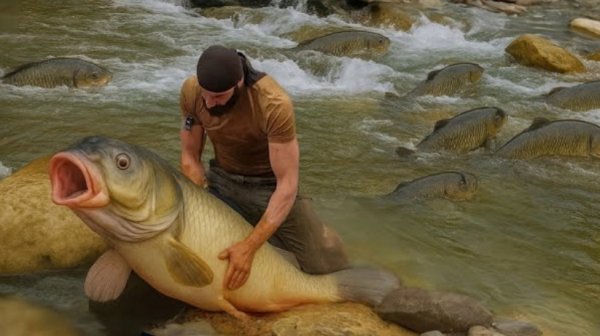 Он поймал большую рыбу, когда спал в своей кровати. Рыбалка с Рампи.