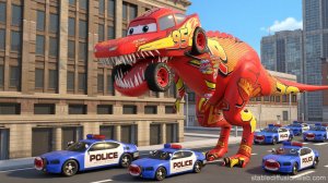 🦖ТРИ ДИНОЗАВРА С ГОЛОВАМИ МАКВИНОВ ПРОТИВ ПОЛИЦИИ! Кто выживет в битве за город? 🦖🚗