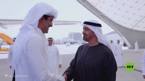 مشاهد من استقبال الرئيس الإماراتي أمير قطر في أبوظبي