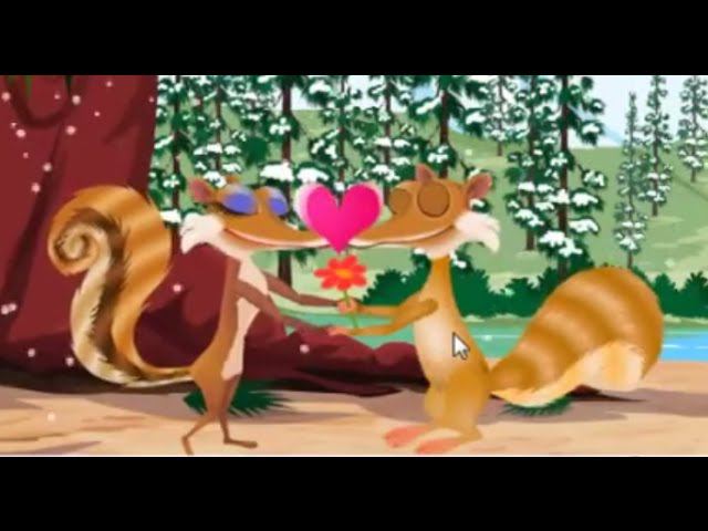 Поцелуи в ледниковый период. Scrat и Scratte. Онлайн игра смотреть онлайн