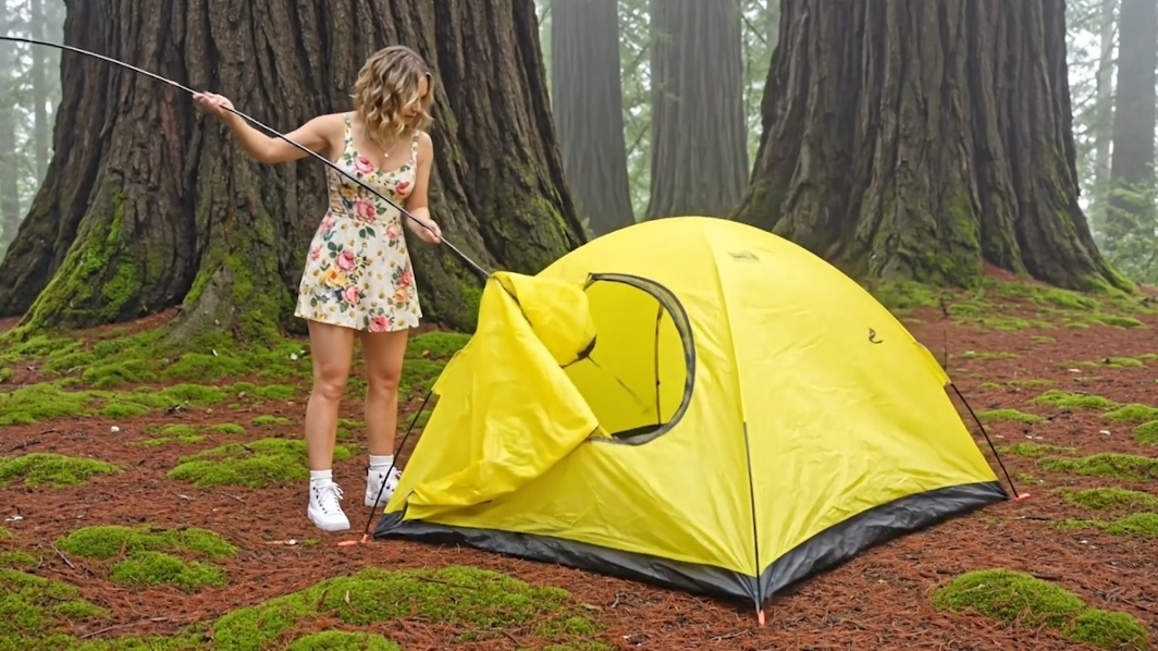 Одиночный кемпинг, ночь в лесу в одиночестве. ИИ видео. смотреть онлайн