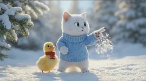 Мультфильмы. Семья котиков помогла маленькому гусенку. Мультфильмы про котиков