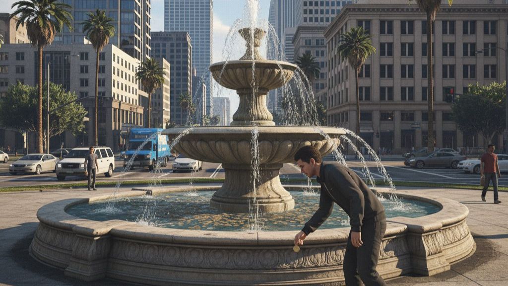 Монетка на удачу - Киньте монетку в 5 разных городских фонтанов смотреть онлайн