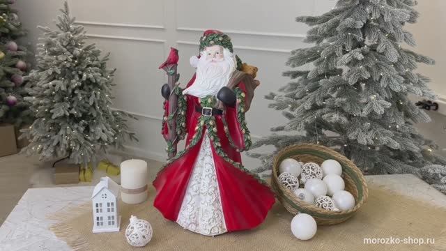 Декоративная фигура ДЕД МОРОЗ С ЗОЛОТЫМИ ШИШКАМИ, полистоун, 47 см, 8100939A774