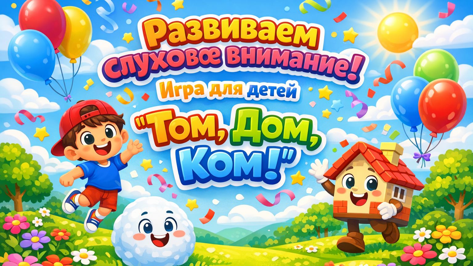 Мультфильм-игра Том, Дом, Ком. Развиваем слуховое внимание у детей