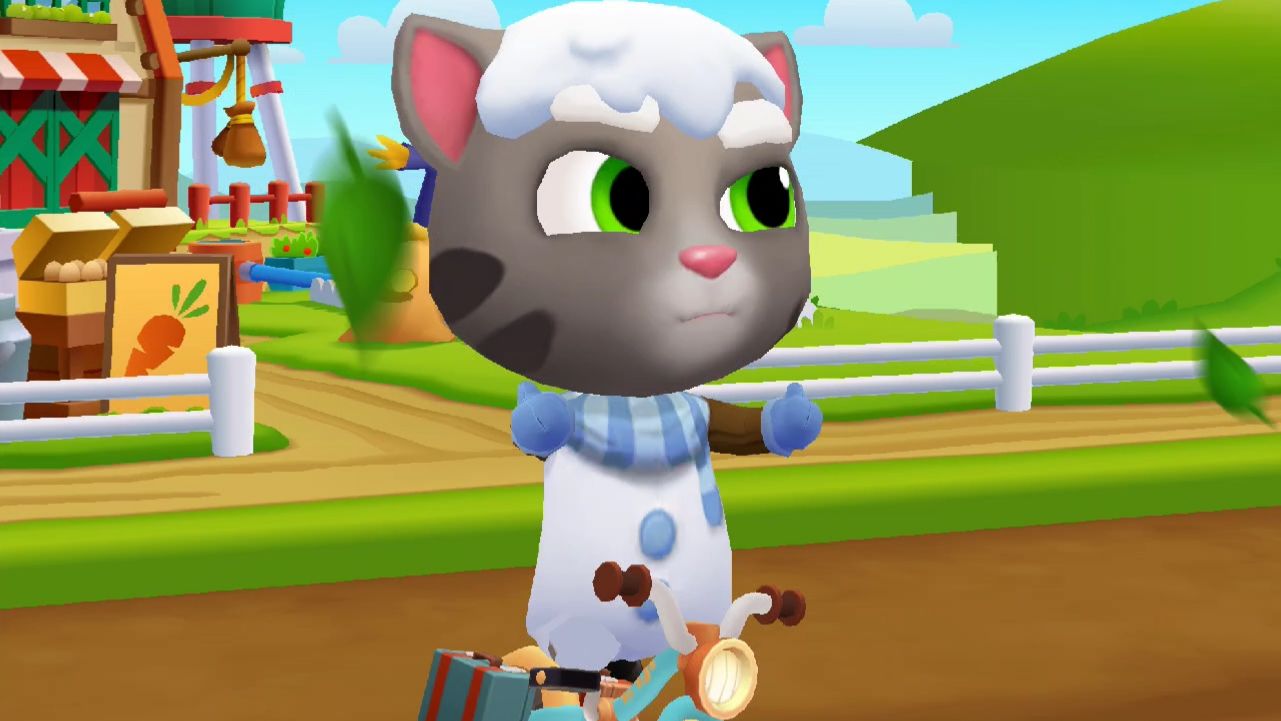 Снеговик Том на дорожном велосипеде Talking Tom Gold Run смотреть онлайн