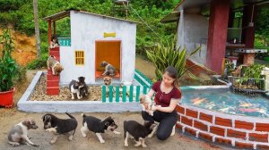 Строю будку для щенят из кирпича и цемента рядом с бассеином. Серия 24. Ли Фук Ви