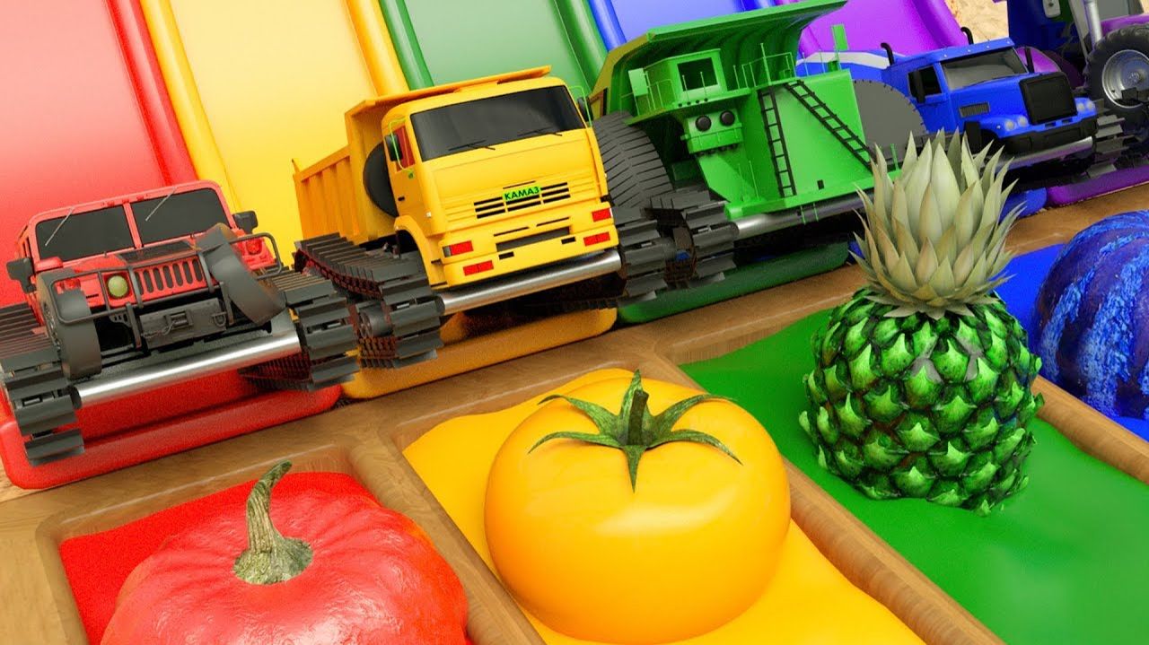 Машинки и грузовики-монстры, фруктовые шины - Детские стишки и песенки - Детское образование