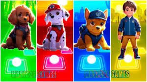 Мультики для Детей Щенячий Патруль АНИМЕ Tiles Hop - СКАЙ, МАРШАЛЛ, ГОНЩИК, РАЙДЕР