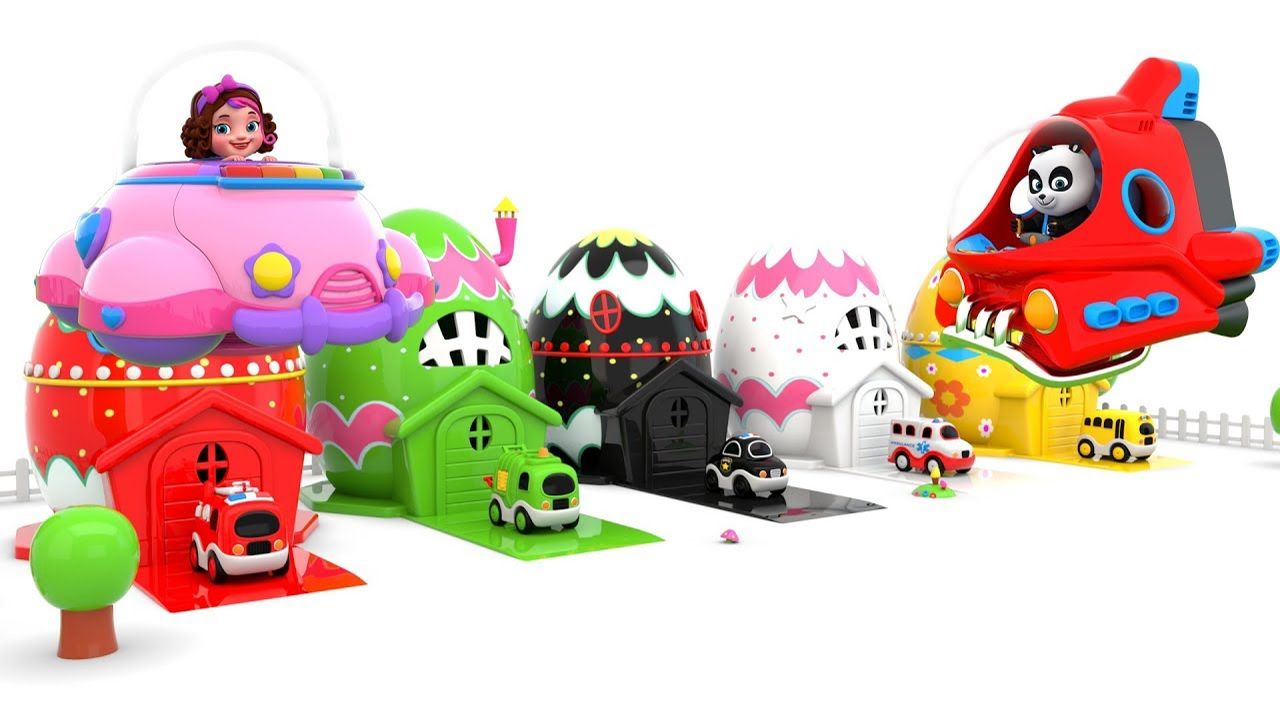 Пинки и Панда играют с игрушечными машинками — машинки для детей