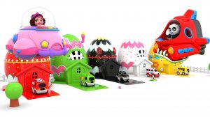 Пинки и Панда играют с игрушечными машинками — машинки для детей