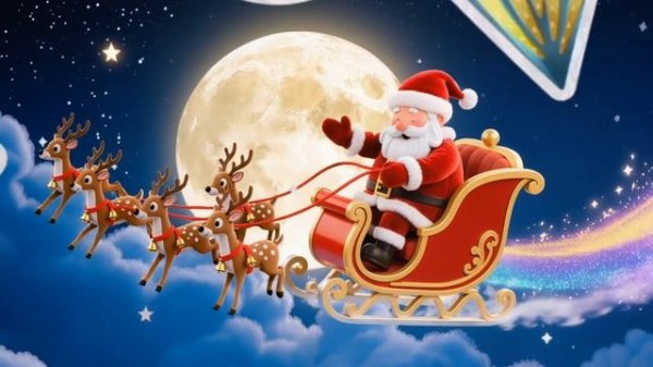 Дед Мороз на санях Анимация для детей и детишек 2026