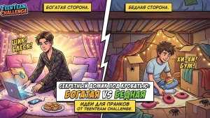 Секретный Домик Под Кроватью: Богатая vs Бедная  Идеи для пранков от TeenTeam Challenge.