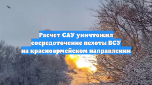 Расчет САУ уничтожил сосредоточение пехоты ВСУ на красноармейском направлении