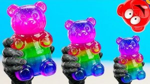 БОЛЬШАЯ СРЕДНЯЯ МАЛЕНЬКАЯ ЕДА ЧЕЛЛЕНДЖ С ЖЕЛЕЙНЫМ МЕДВЕДЕМ ВАЛЕРОЙ