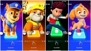 Мультики для Детей Щенячий Патруль Tiles Hop - ГОНЩИК, КРЕПЫШ, РАЙДЕР, СКАЙ