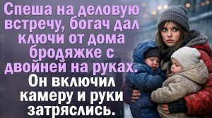 Спеша на деловую встречу, богач дал ключи от дома бродяжке с двойней на руках. А включив скрытую..