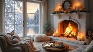 Тихий зимний вечер у камина ❄️ Уют и падающий снег