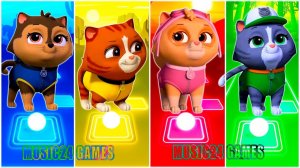 Мультики для Детей Щенячий Патруль КОТЫ Tiles Hop - ГОНЩИК, КРЕПЫШ, СКАЙ, РОККИ