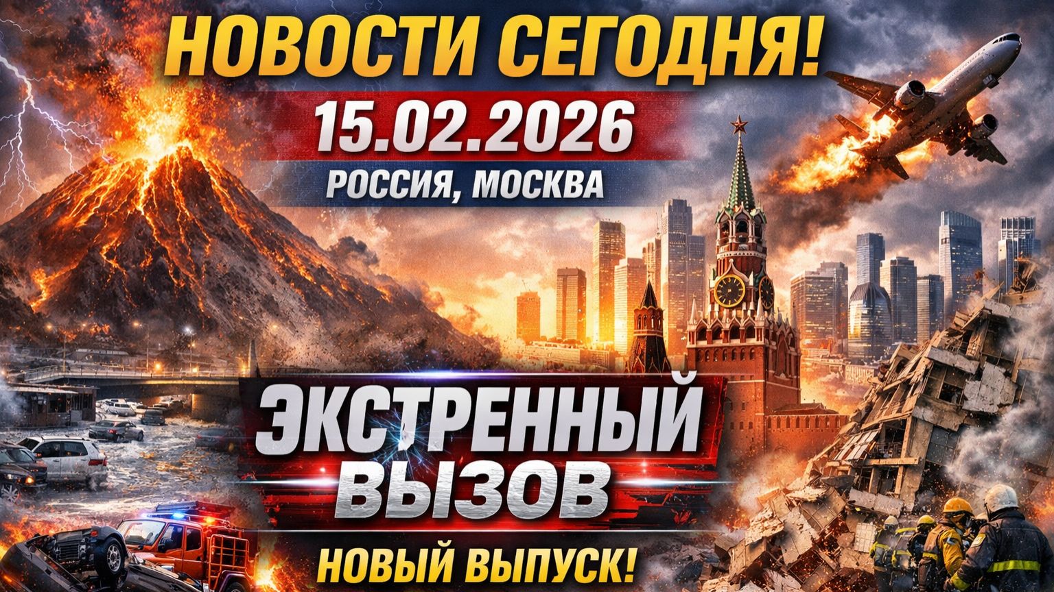Новости Сегодня 15.02.2026 - Россия, Москва, Экстренный вызов новый выпуск, Катаклизмы, События смотреть онлайн