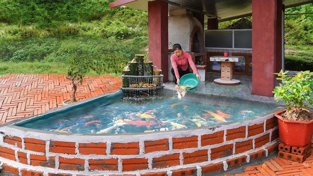 Строю красивый аквариум с водопадом из красного кирпича и зеркальным отражением. Серия 23. Ли Фук Ви смотреть онлайн