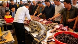 Мясо крокодила пользуется огромным спросом на самом удивительном рынке на юге Китая!