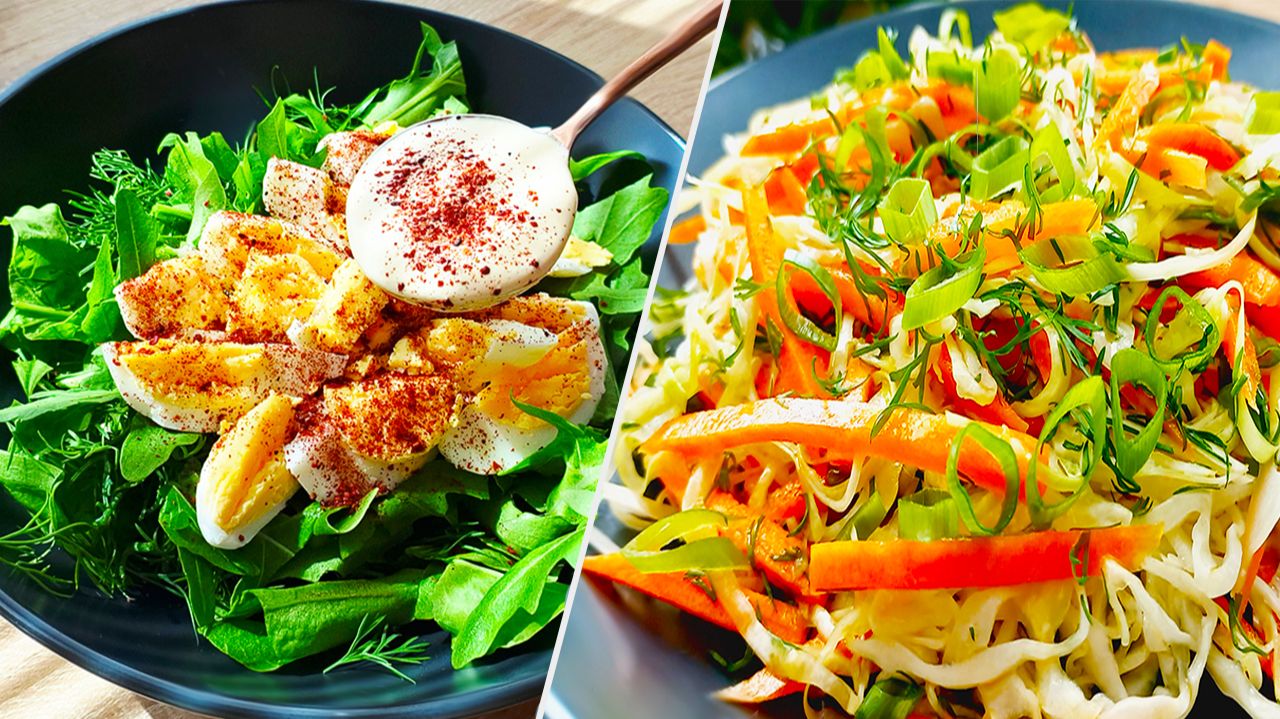 Худей Со Вкусом🔥2 Легких Рецепта Салатов для Эффективного Похудения! Сытно, за 5 минут 😋!