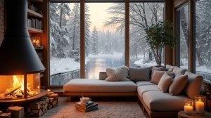 Зимний вечер у камина ❄️ Уют с видом на заснеженную реку