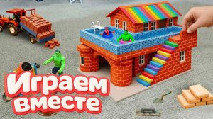 МУЛЬТИКИ ПРО СУПЕРГЕРОЕВ И ИГРУШКИ ДЛЯ ДЕТЕЙ 🧱 СТРОИМ ВМЕСТЕ ИГРУШЕЧНЫЙ ДОМИК ДЛЯ ХАЛКА Ч.3