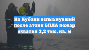 Площадь пожара после атаки БПЛА на Кубани составила 2,2 тысячи квадратных метров