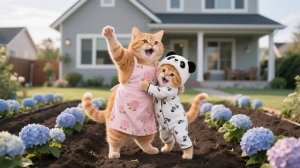 Джинджер спасает Увядший сад с Гортензиями, Пока Мама-Кошка в отъезде 🌸🐾  Смешные видео с кошками