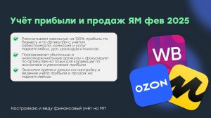 Демо Учёт прибыли и продаж на маркетплейсах ЯМ для селлеров Яндекс Маркет версия февраль 2025