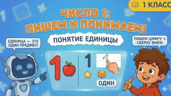 Математика 1 класс: Где прячется ОДИН? 🌞☝️ Учим ЦИФРУ 1 со Знайкой Максом!