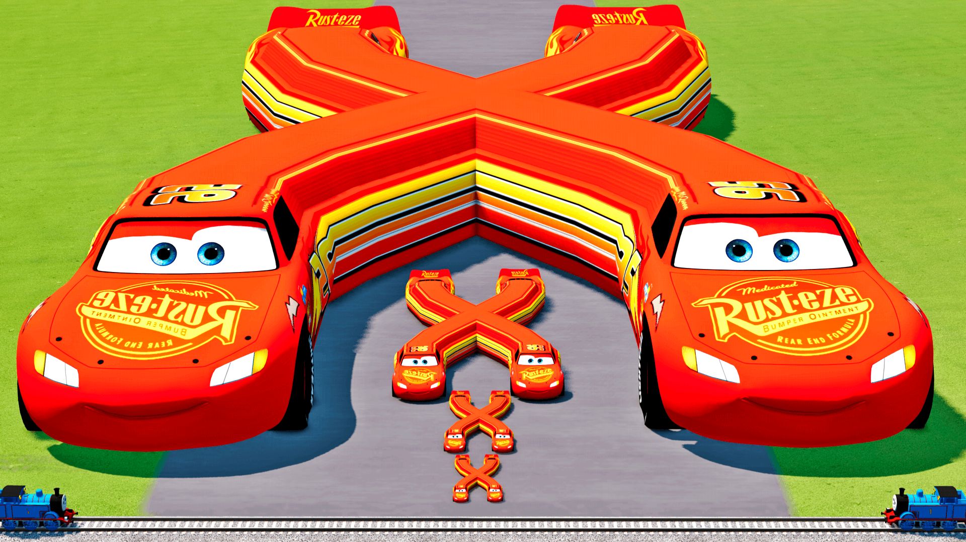 Двойной Молния Маквин и Друзья! Все против Томаса! BeamNG.Drive