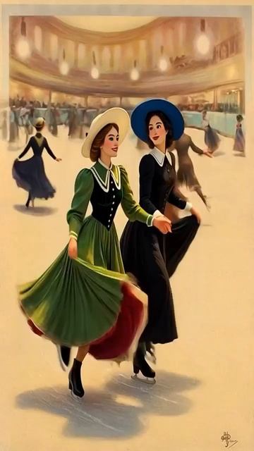19 век. Дамы на коньках
