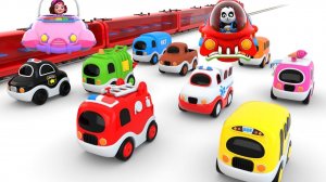 Игрушечный поезд Пинки и Панда сборка и игра с уличными транспортными средствами