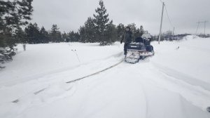Снегоход BRP экспедишн 1200 застрял в глубоком снегу (эвакуация) 02.2026