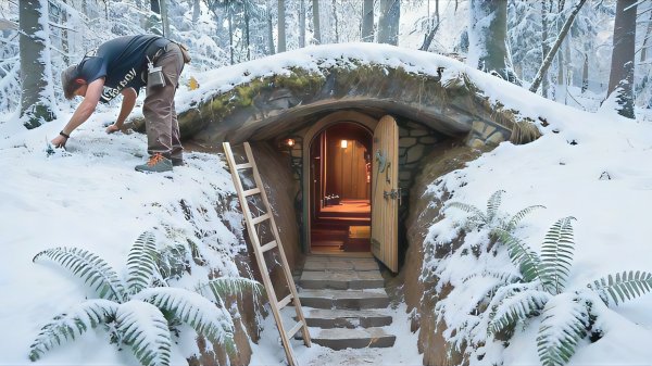 Строительство удивительного подземного логова глубоко в дикой природе. Бушкрафт