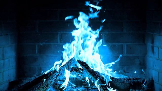 КАМИН 4К с синим пламенем