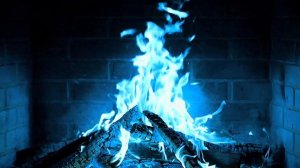 КАМИН 4К с синим пламенем