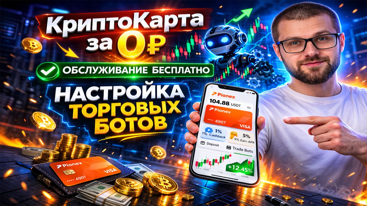 Криптокарта Pionex 2026 и боты: бесплатная карта + настройка торговых ботов (гайд) смотреть онлайн