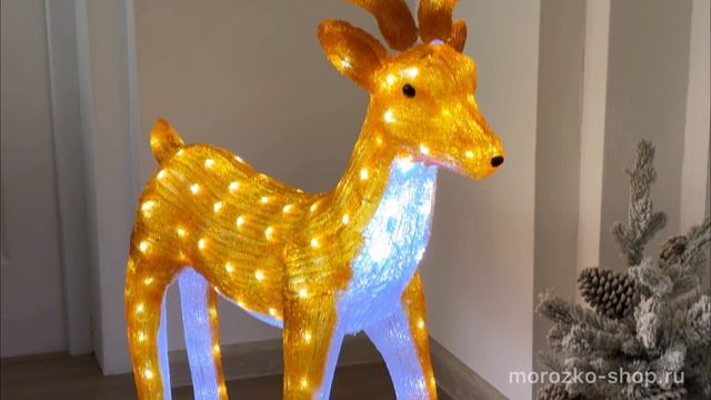 Светящаяся фигура ОЛЕНЬ ГАРЕТ, акрил,160 холодных белых LED-огней,110 см, уличный, 4080215