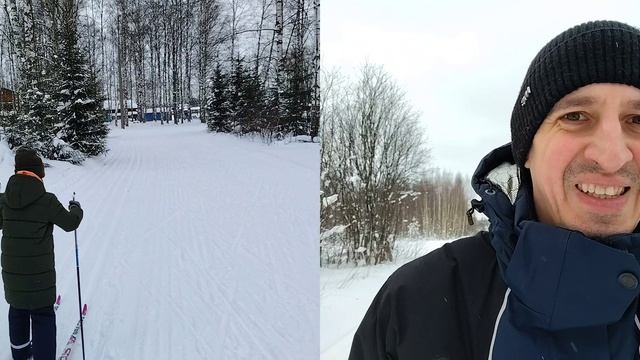 Первые шаги Тимохи на лыжах