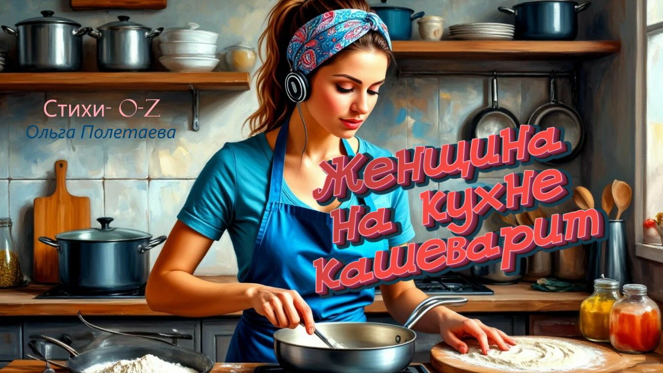 Женщина на кухне кашеварит