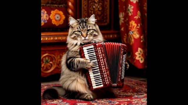 Русский кот играет колобка на баяне. Пьеса Ю. Гаврилова на баяне.